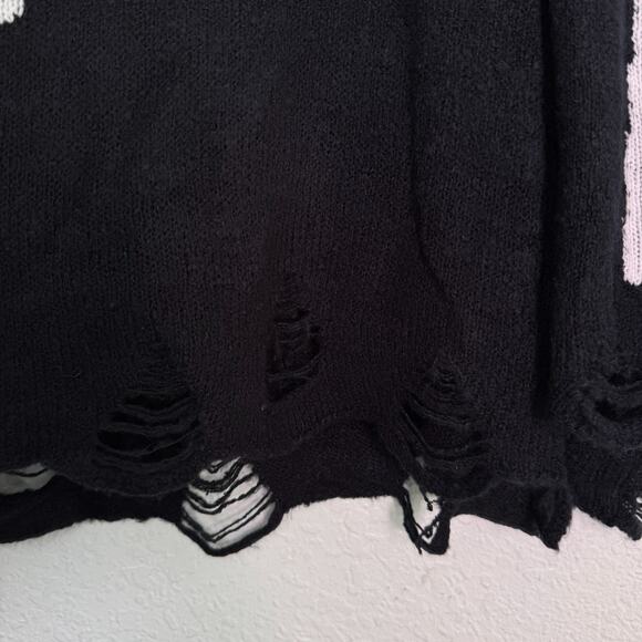 Wildfox Lennon Sweater Womens Small Rockstar Ribcage Skeleton Distressed NEW - Picture 6 of 9